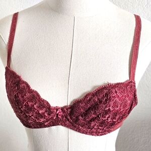 Vintage 90s Cabernet bra 34C Terracotta Lace Underwire Padded